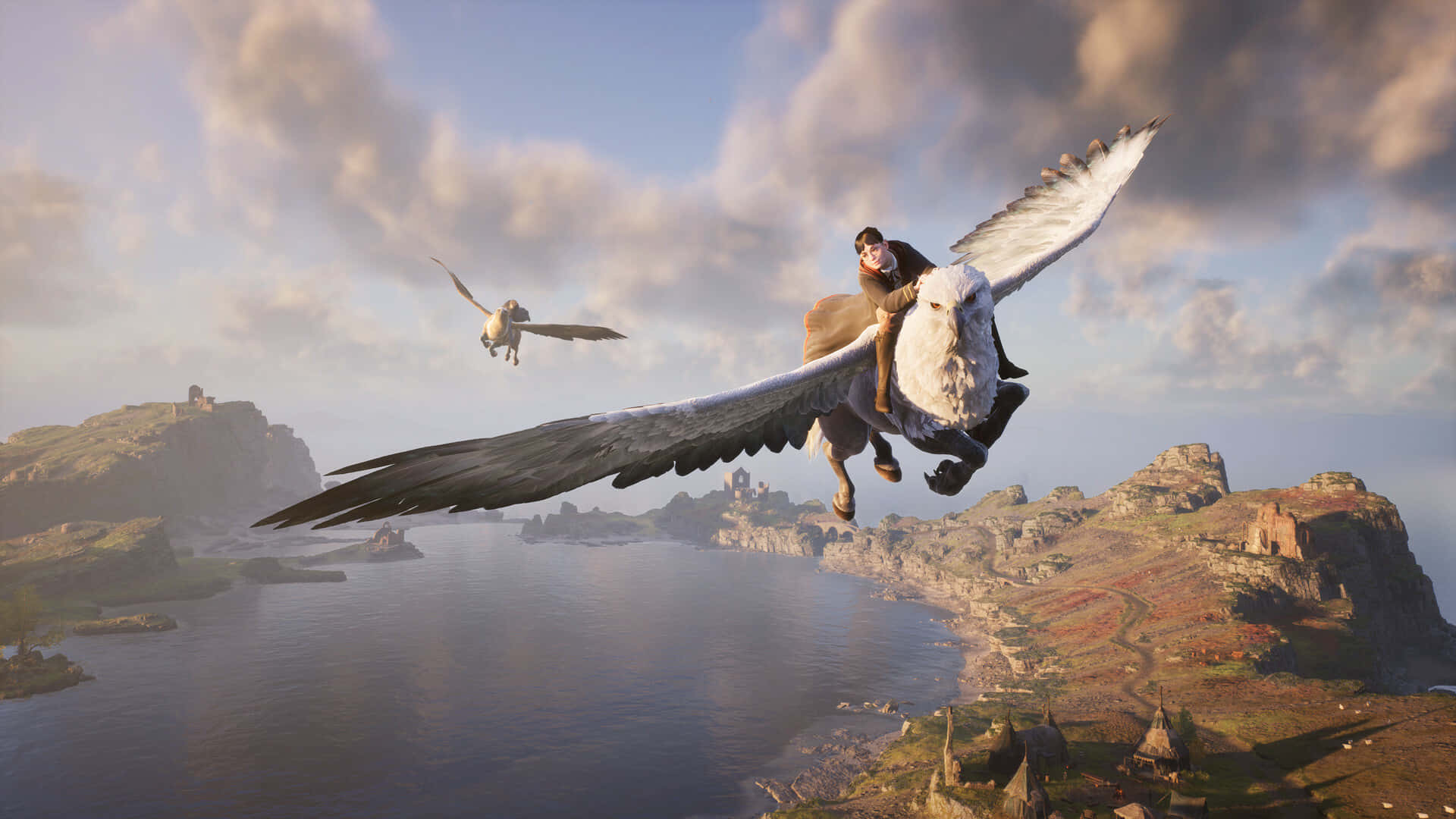 Hogwarts Legacy, hippogriff, white eagle, Full HD Desktop Wallpaper