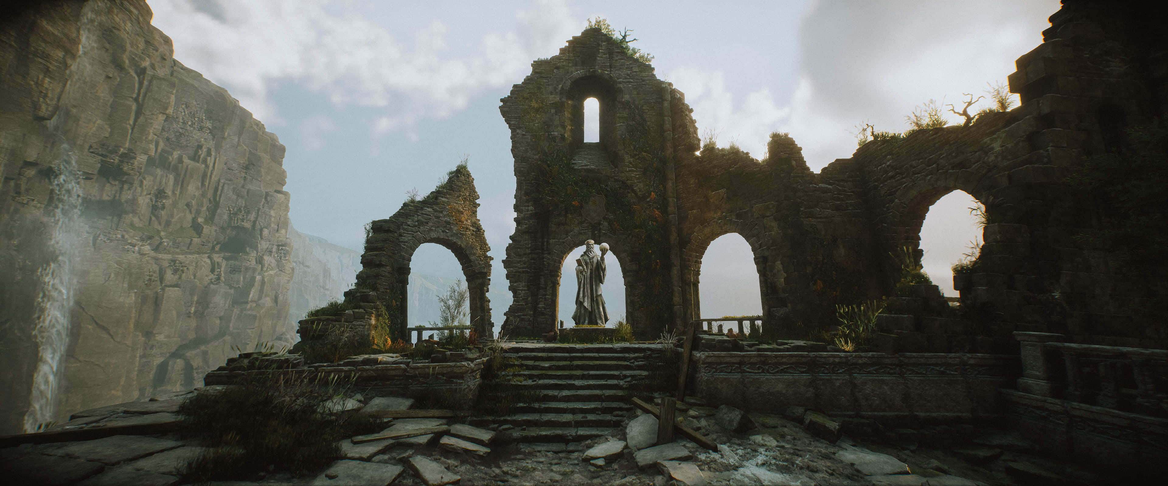 Hogwarts Legacy, ancient ruins, cliffside, 4K Desktop Wallpaper
