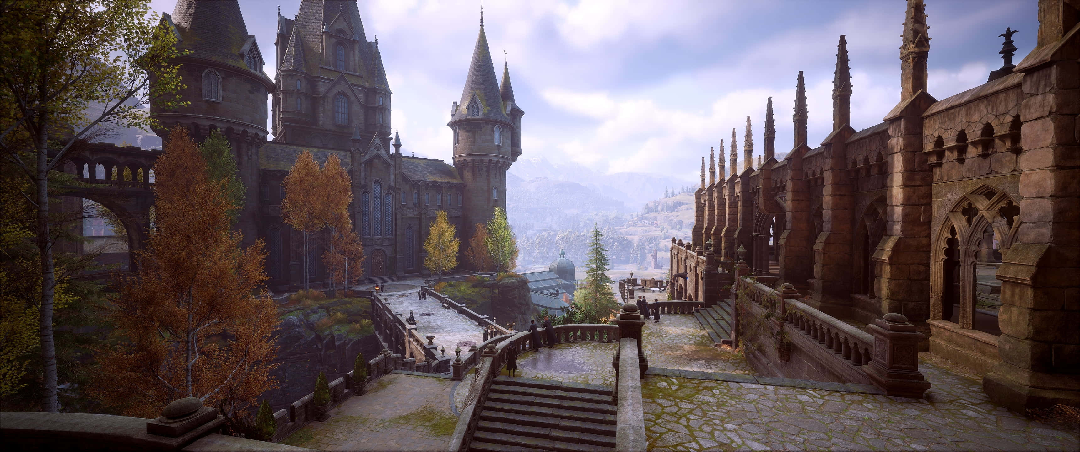 Hogwarts Legacy, gothic castle, stone towers, 2K Desktop Wallpaper