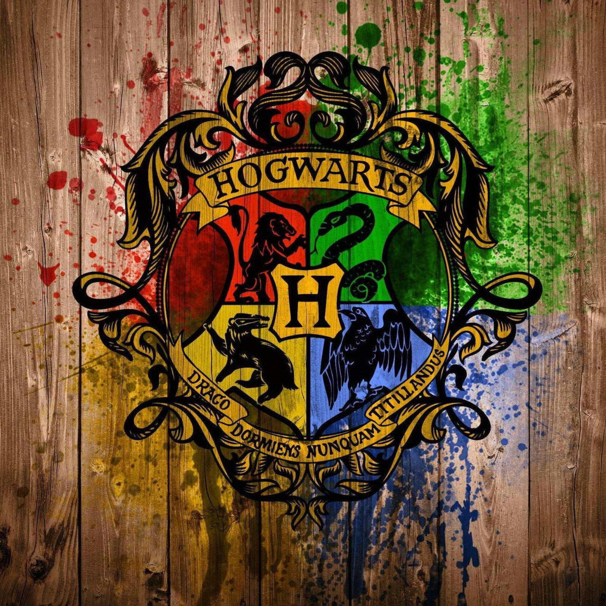 Hogwarts, Hogwarts crest, vibrant colors, Full HD Desktop Wallpaper