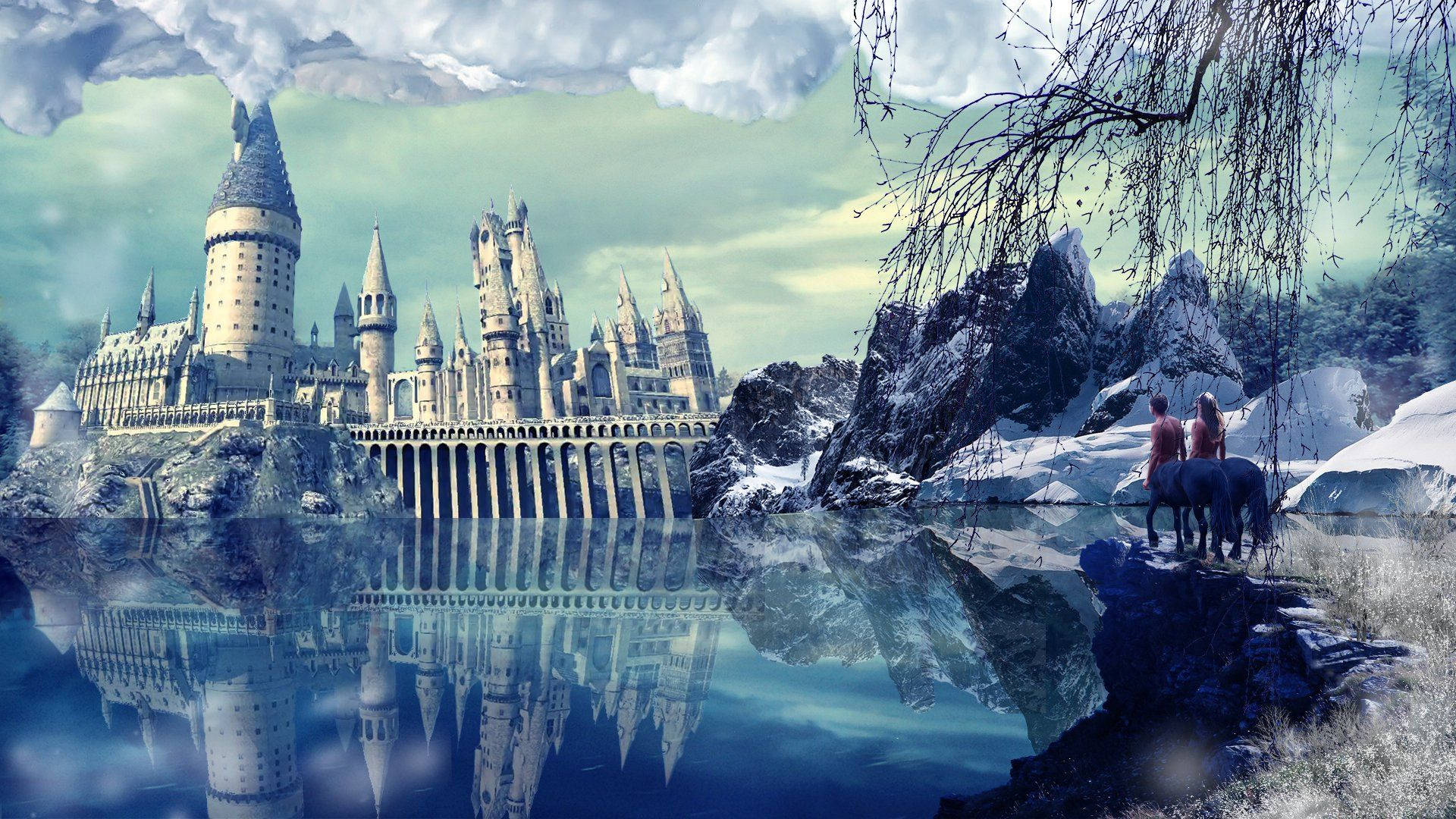 Hogwarts, castle, spires, Full HD Desktop Wallpaper