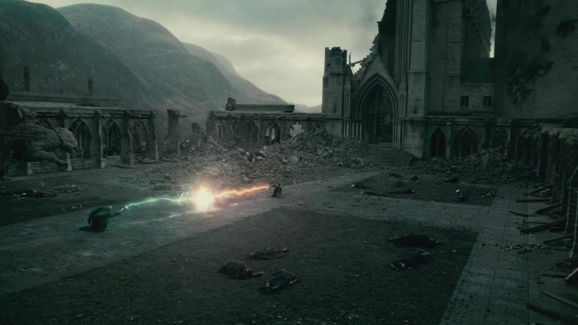 Hogwarts, gothic cathedral, glowing wands, Full HD Desktop Wallpaper