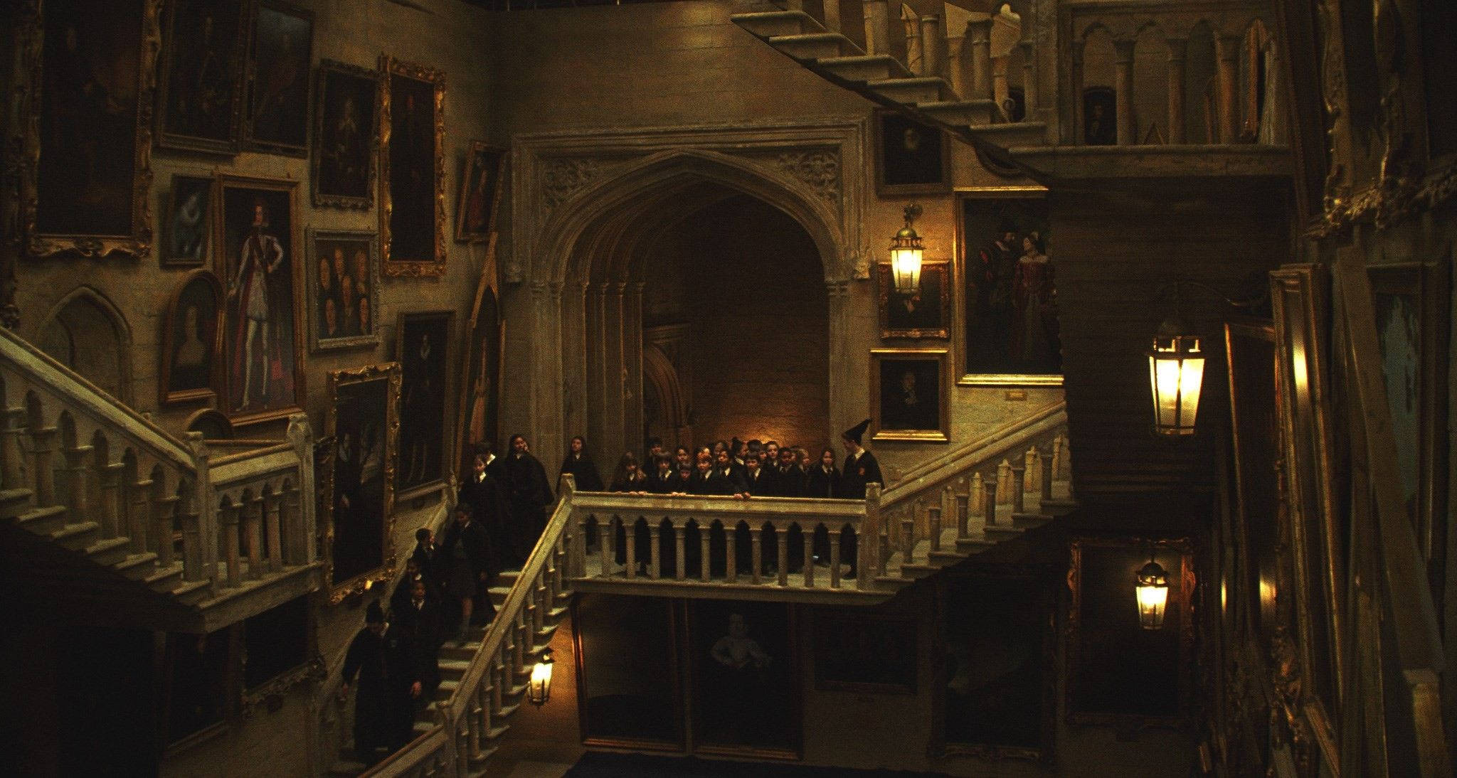 Hogwarts, students, black robes, Full HD Desktop Wallpaper