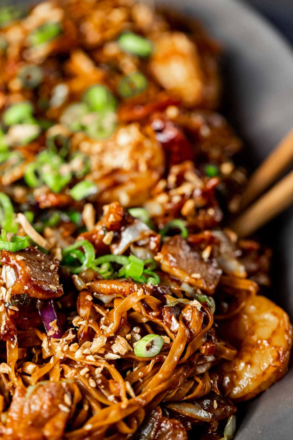 Hokkien Mee, glossy stir-fried noodles, shrimp, HD Phone Wallpaper