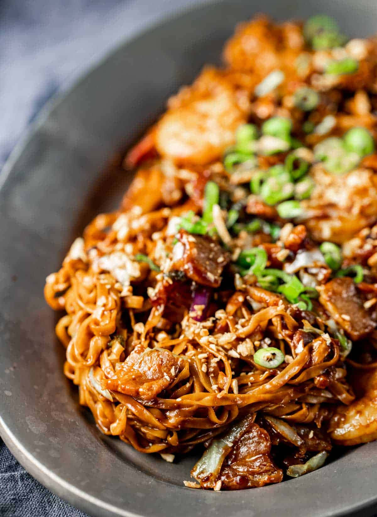 Hokkien Mee, glossy stir-fried noodles, shrimp, HD Phone Wallpaper