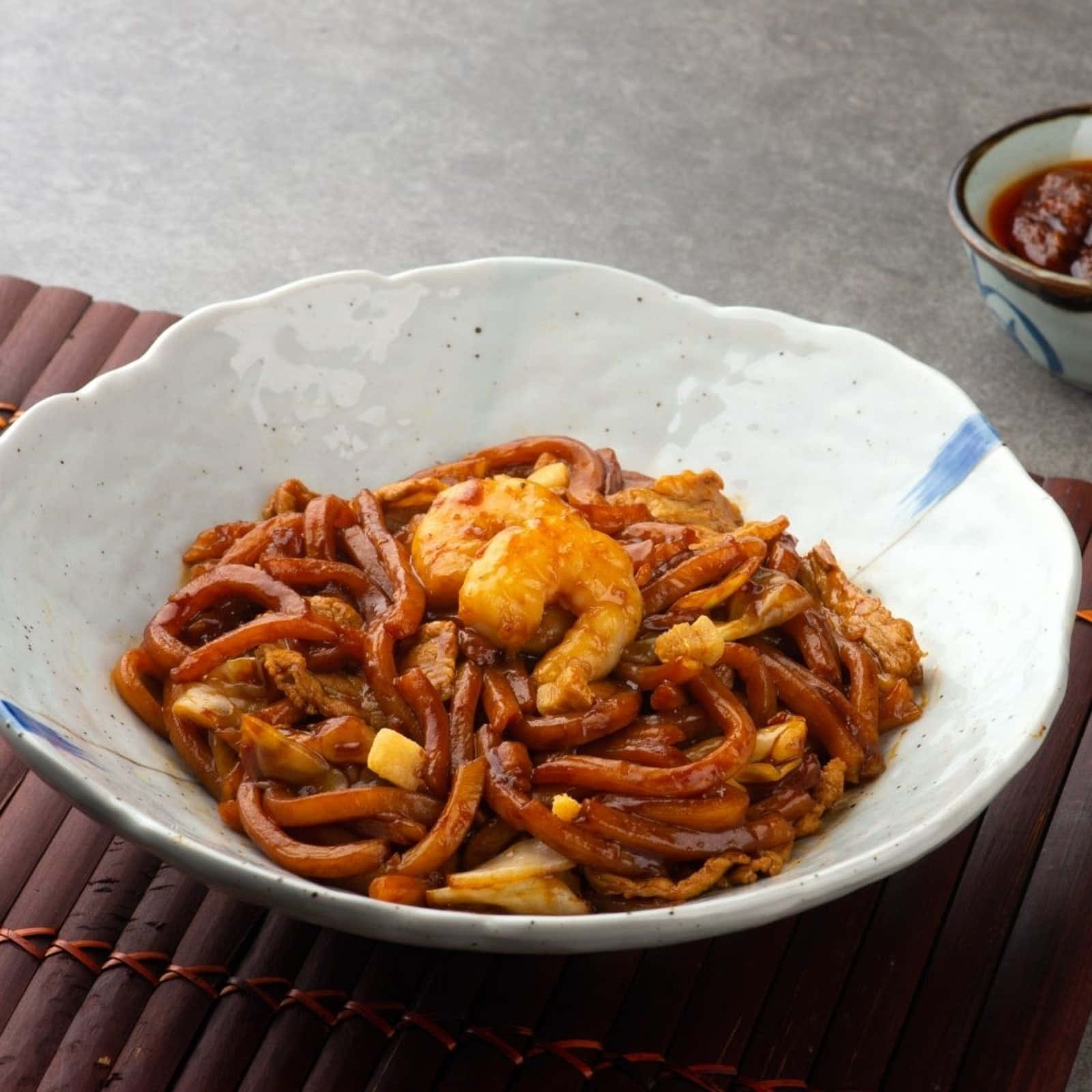 Hokkien Mee, udon noodles, shrimp, HD Desktop Wallpaper