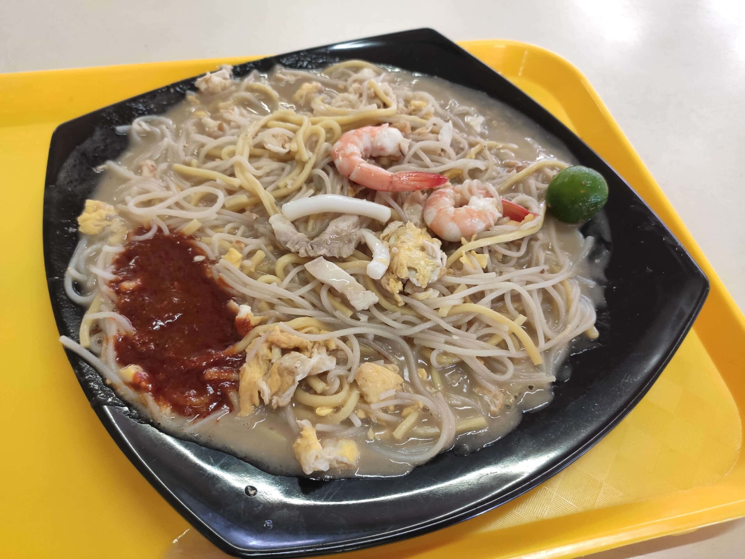 Hokkien Mee, seafood noodles, shrimp, 2K Desktop Wallpaper