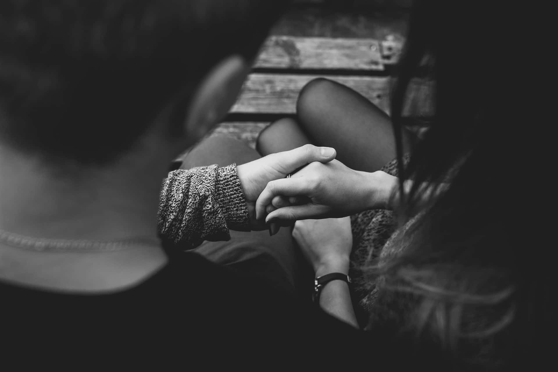 black and white, couple, holding each other's tangible hands, Full HD Desktop Wallpaper