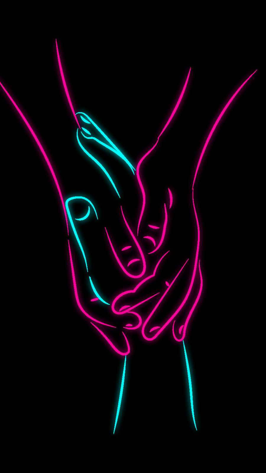 neon pink, cyan, black background, HD Phone Wallpaper