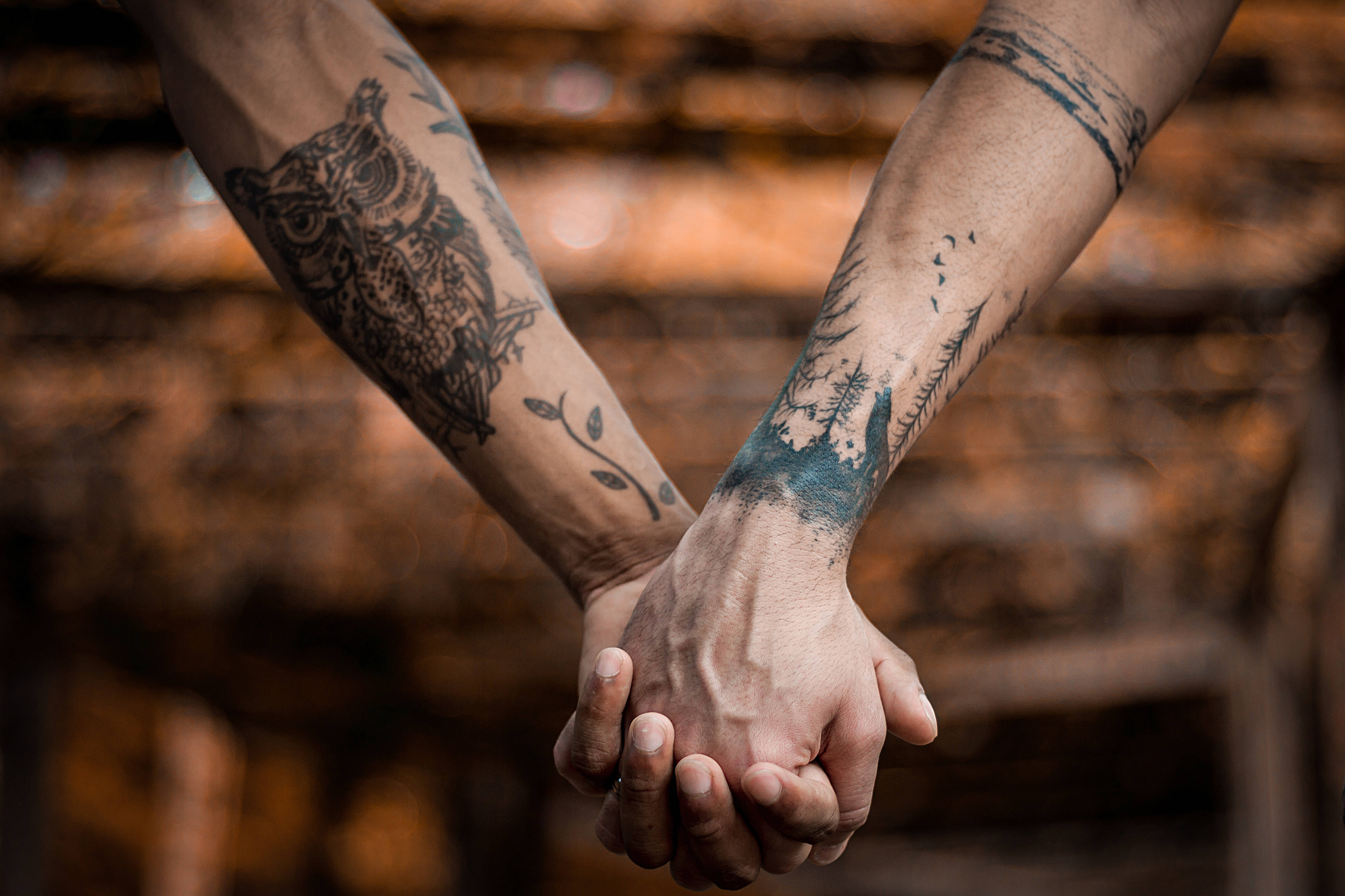 Holding Hands HD Tattoo, owl, forest, 5K Desktop Wallpaper