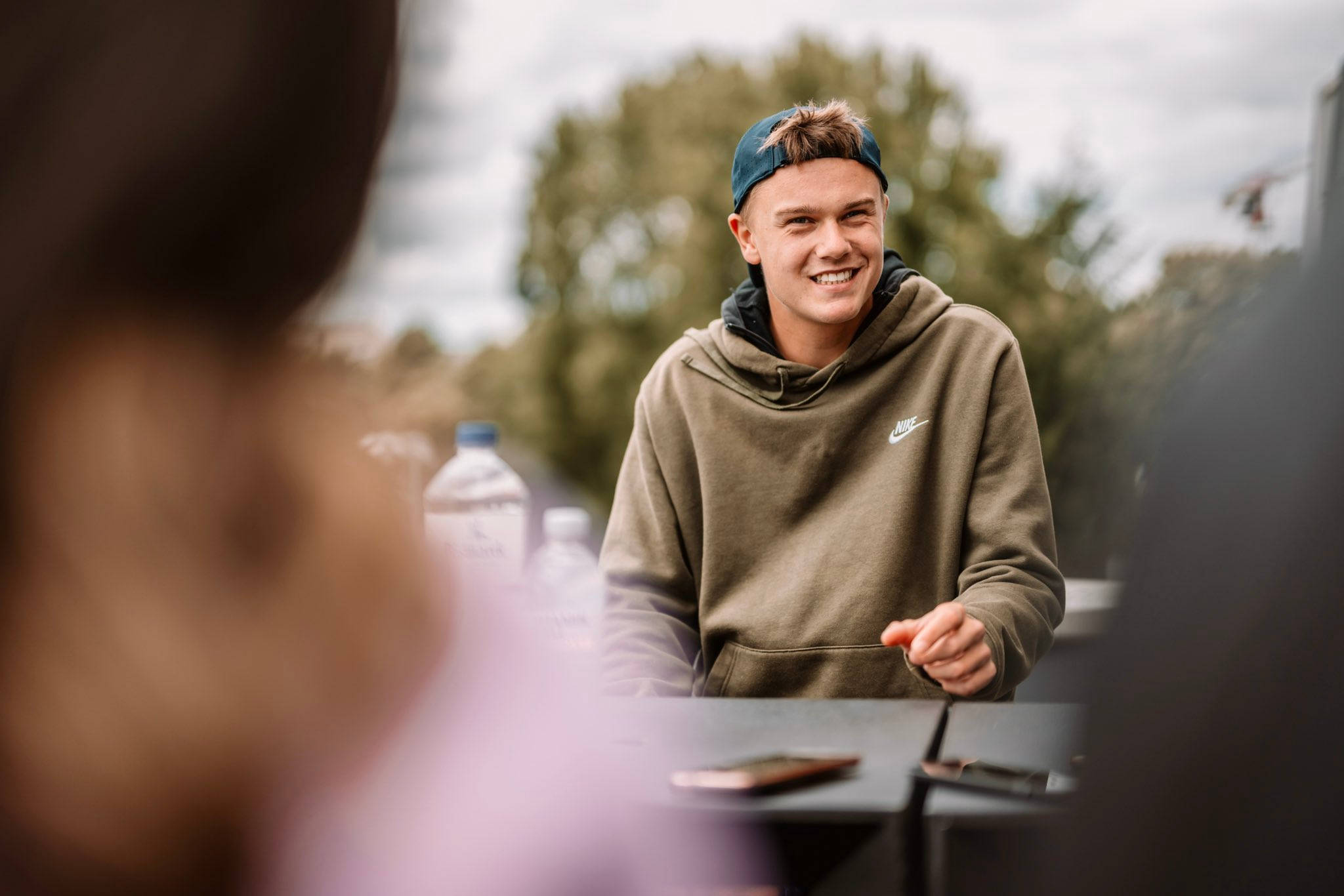 Holger Rune, green hoodie, blue cap, Full HD Desktop Wallpaper