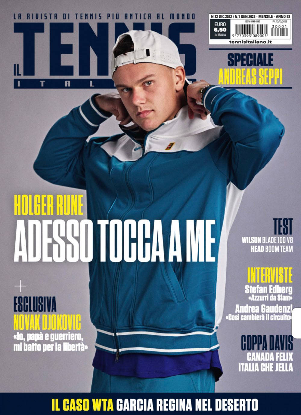 Holger Rune, blue and white jacket, Italian tennis magazine, HD Phone Wallpaper