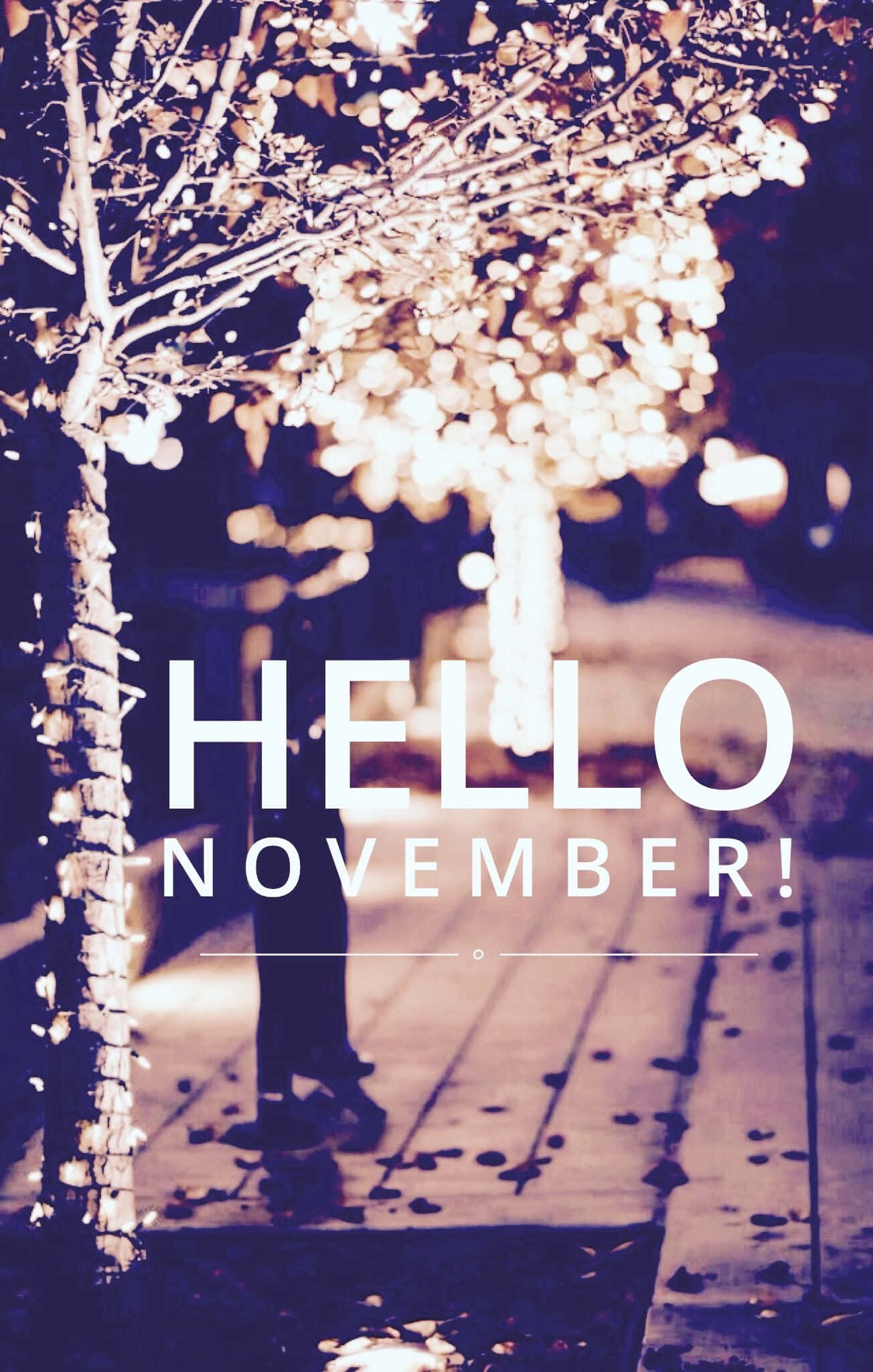 Aesthetic November, glowing string lights, sidewalk at night, Full HD Phone Wallpaper