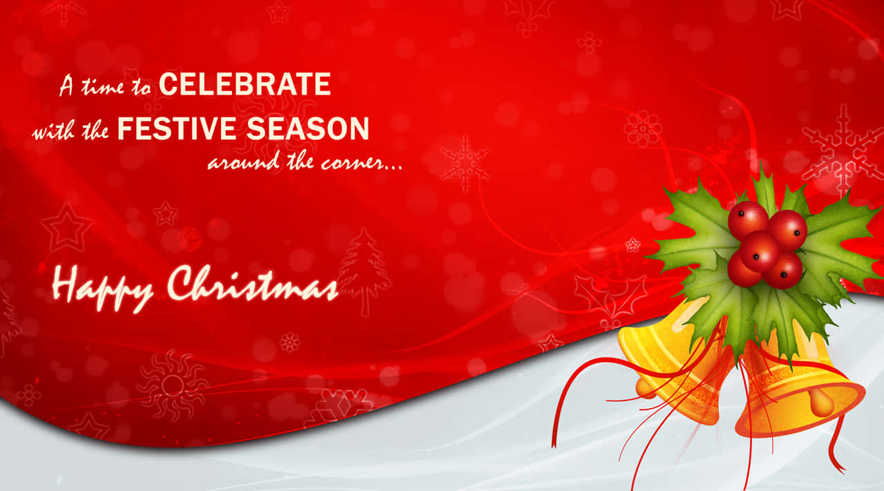 red aesthetic, Christmas season, golden bells, HD Desktop Wallpaper