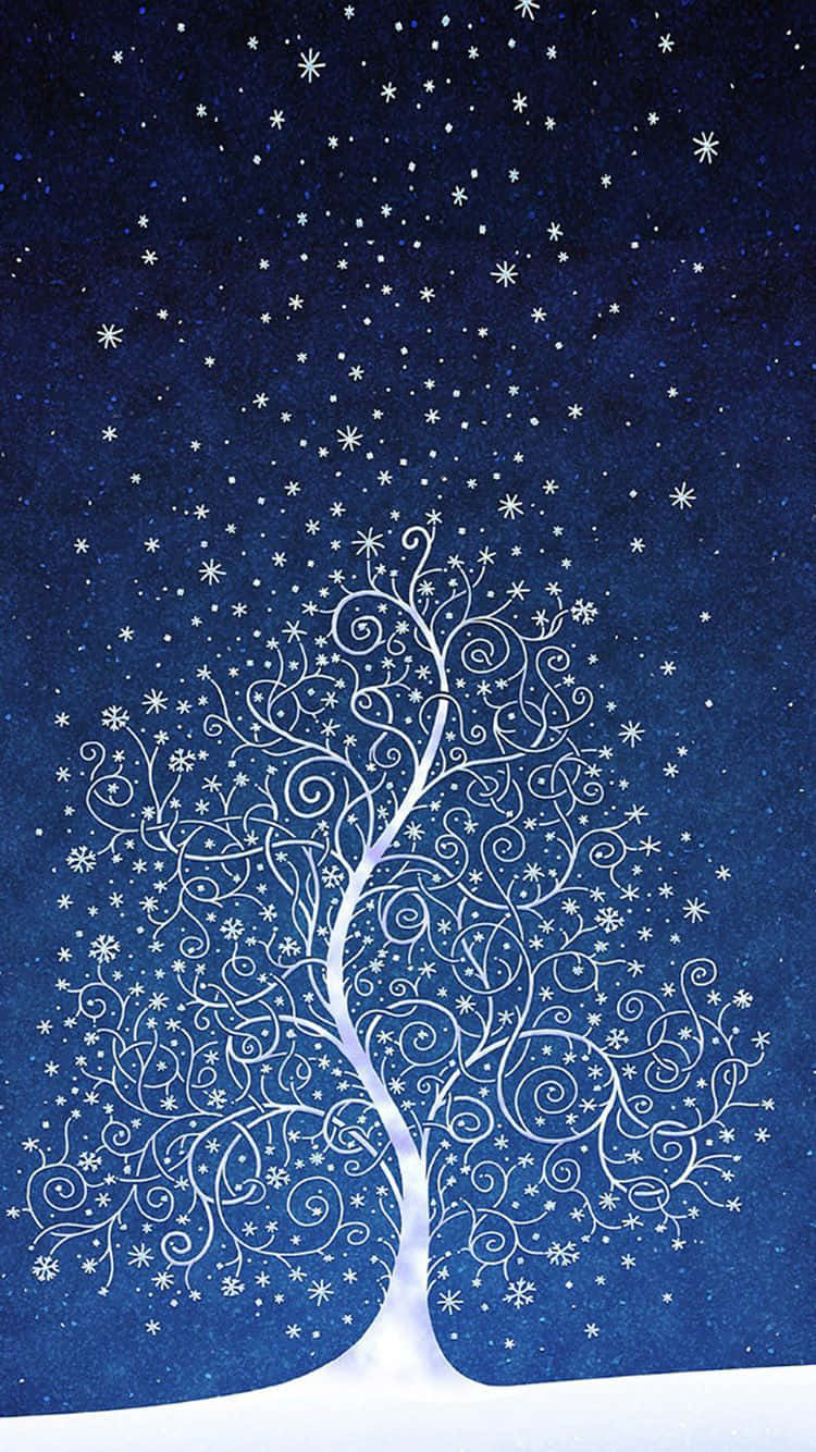 white tree, star-shaped leaves, deep blue night sky, HD Phone Wallpaper