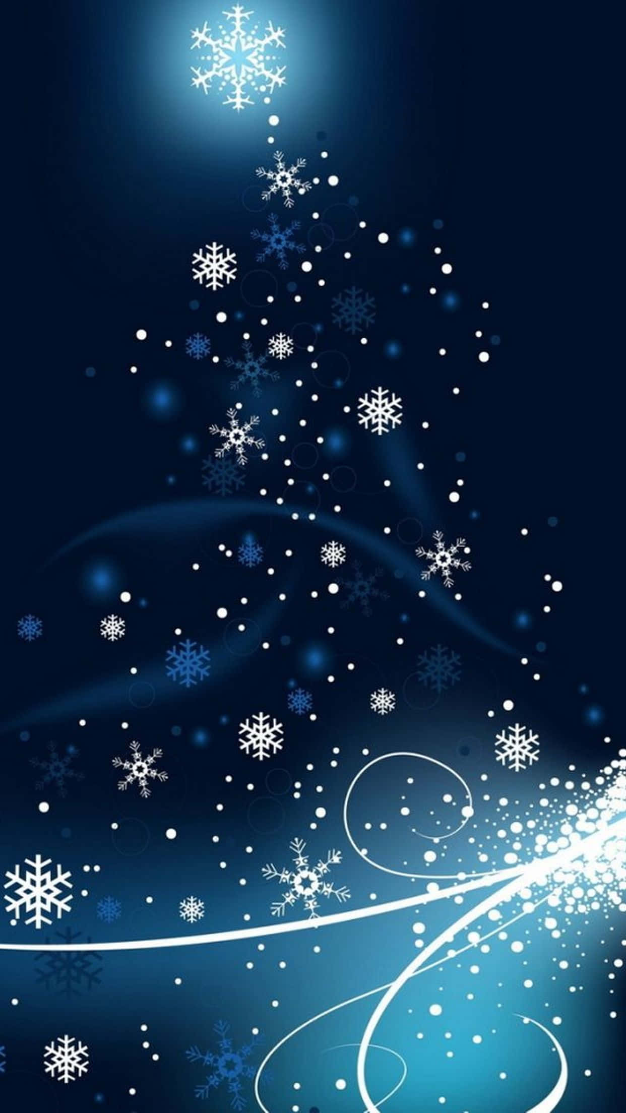 Holiday iPhone, Christmas tree, glowing snowflakes, Full HD Phone Wallpaper