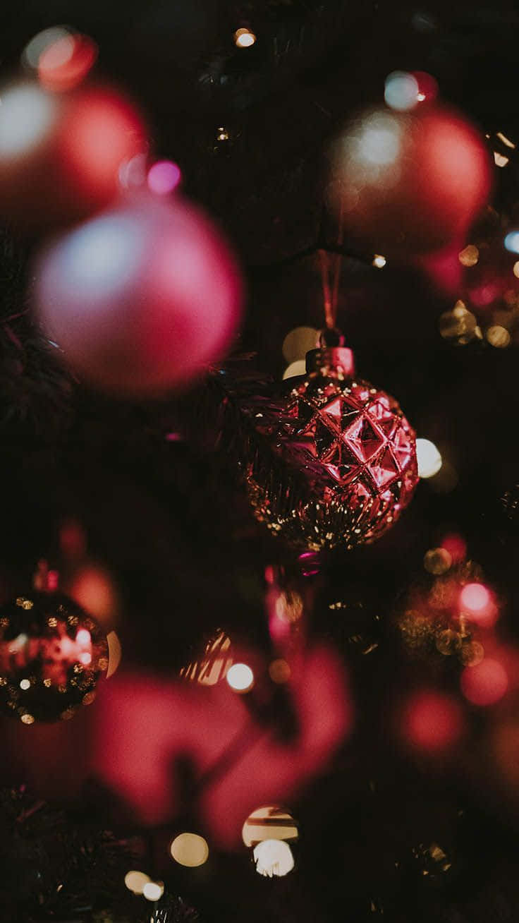 Holiday iPhone, red ornaments, pink ornaments, HD Phone Wallpaper