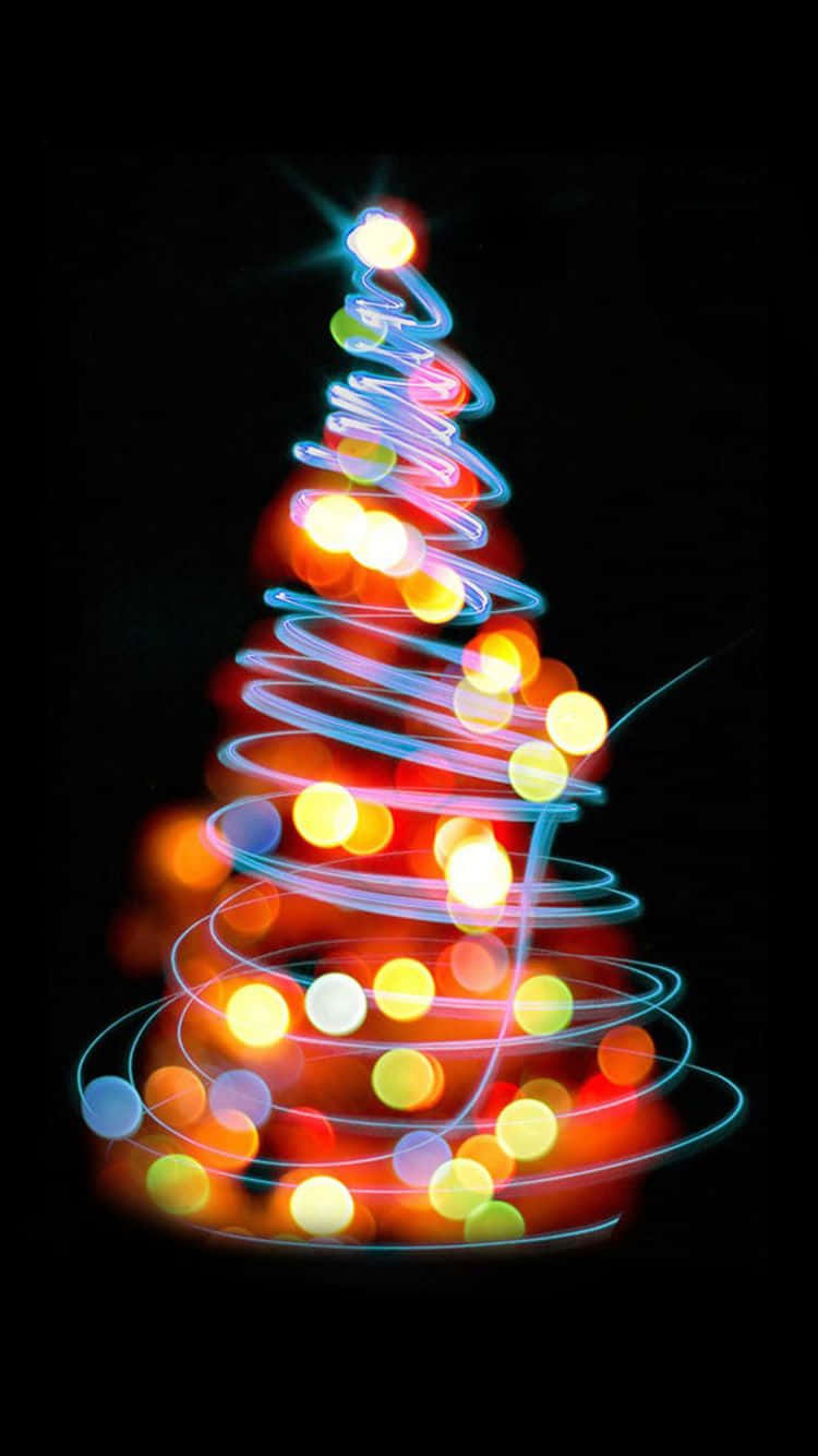 Holiday iPhone, Christmas tree, swirling light trails, HD Phone Wallpaper