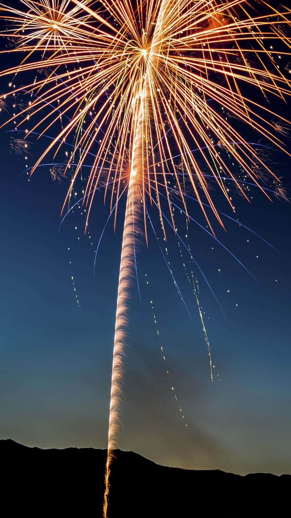 Holiday iPhone, golden firework, dark night sky, HD Phone Wallpaper