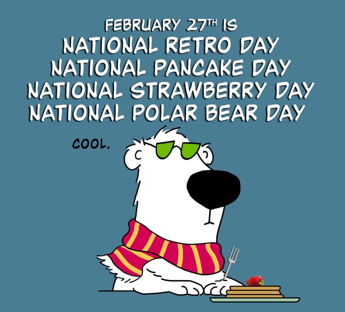 cartoon polar bear, green sunglasses, red yellow scarf, SD Desktop Wallpaper