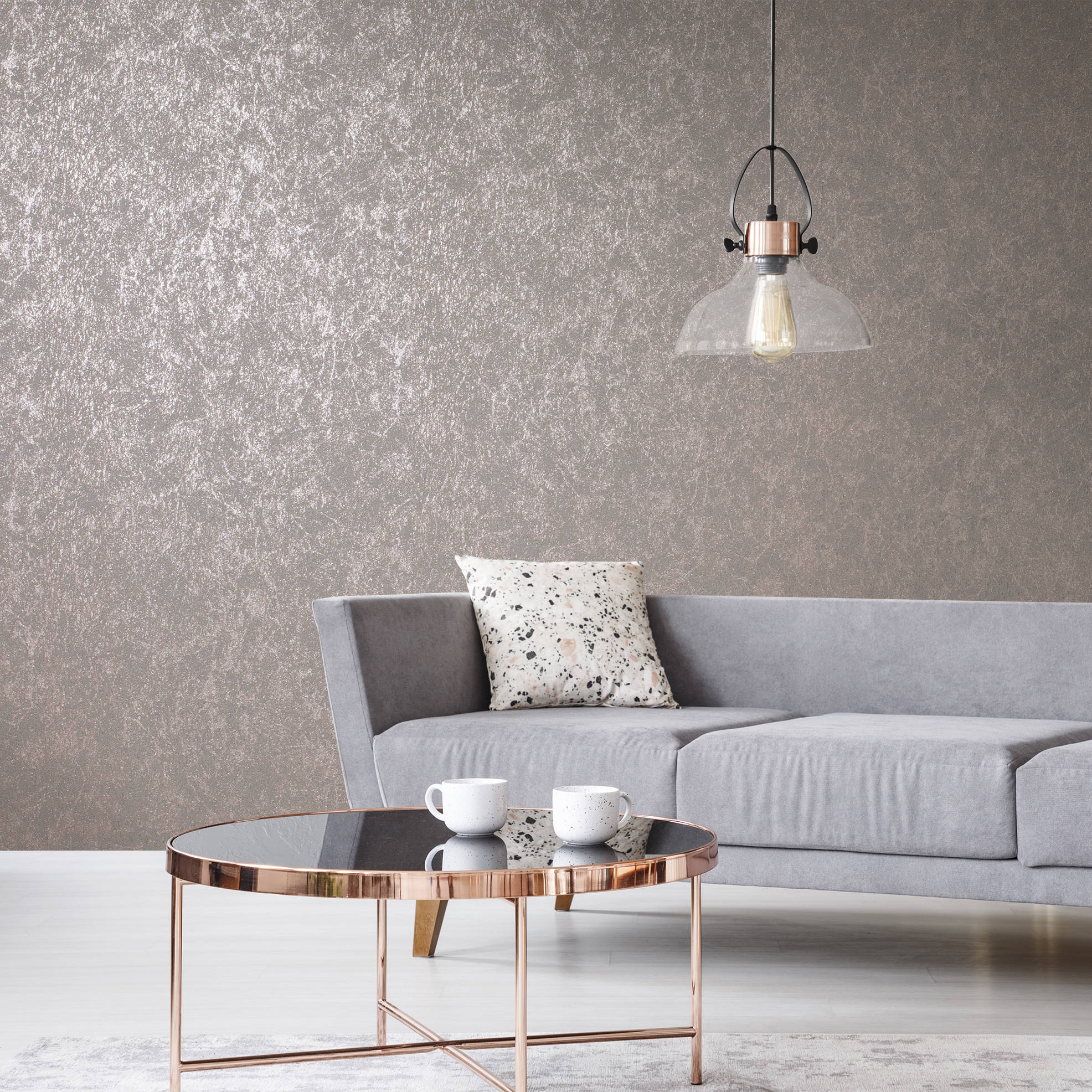 gray sofa, speckled pillow, rose gold coffee table, Full HD Desktop Wallpaper