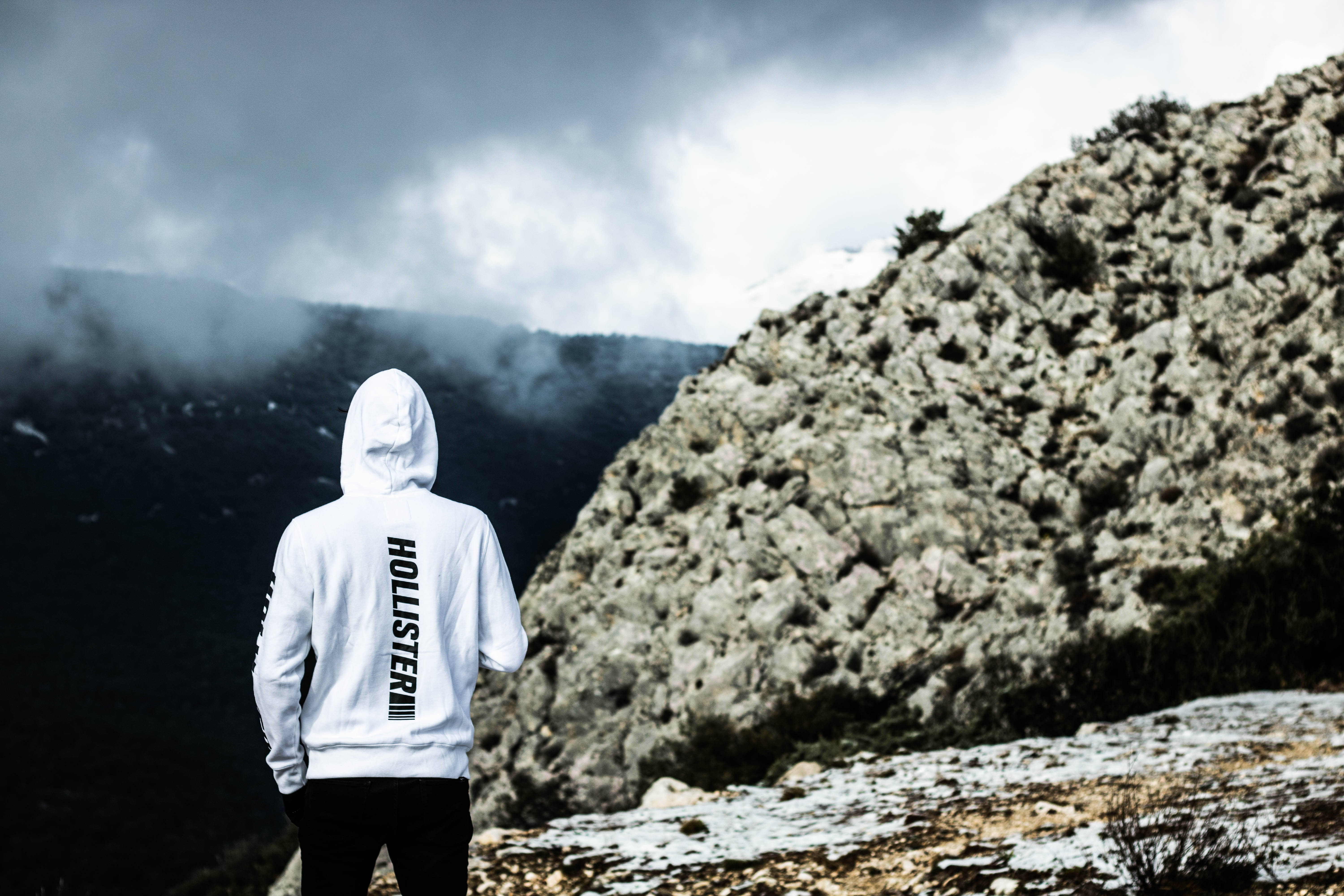 Hollister, white hoodie, printed jacket, 5K Desktop Wallpaper