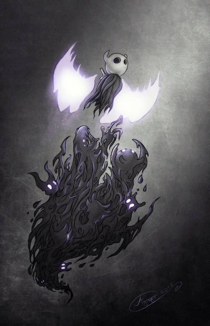 Hollow Knight, ghost, glowing white wings, SD Phone Wallpaper