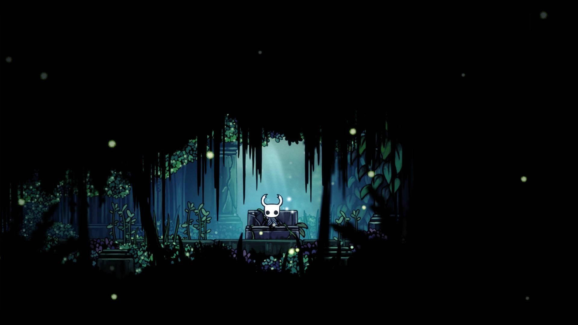 Hollow Knight, dark place, glowing forest clearing, Full HD Desktop Wallpaper