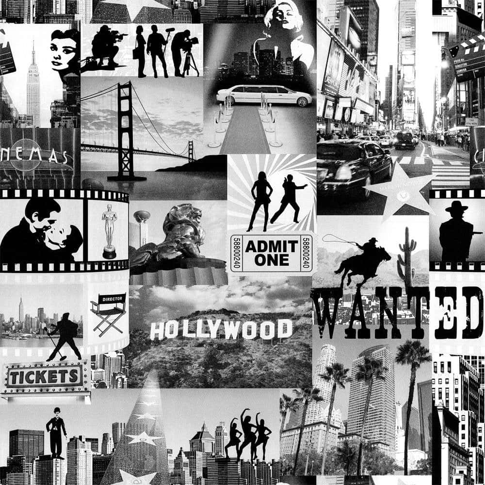 Hollywood, Hollywood Sign, film reels, SD Desktop Wallpaper