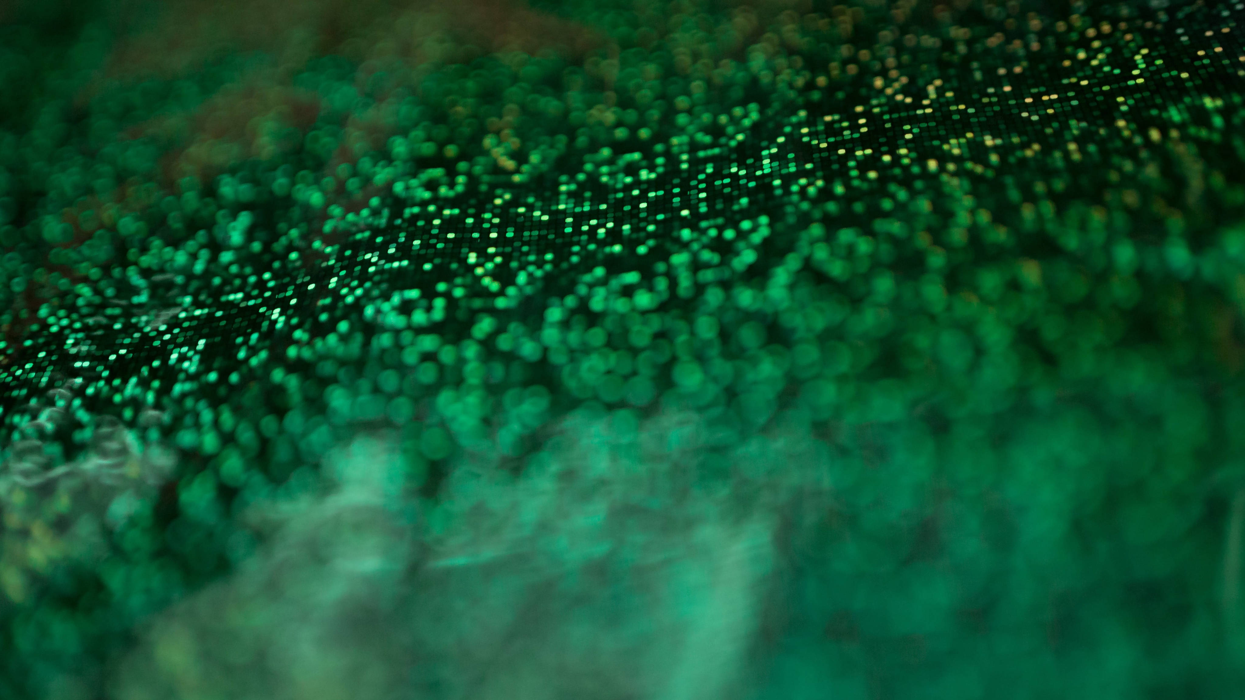 green holographic paper background, shimmering green bokeh lights, diagonal path, 4K Desktop Wallpaper