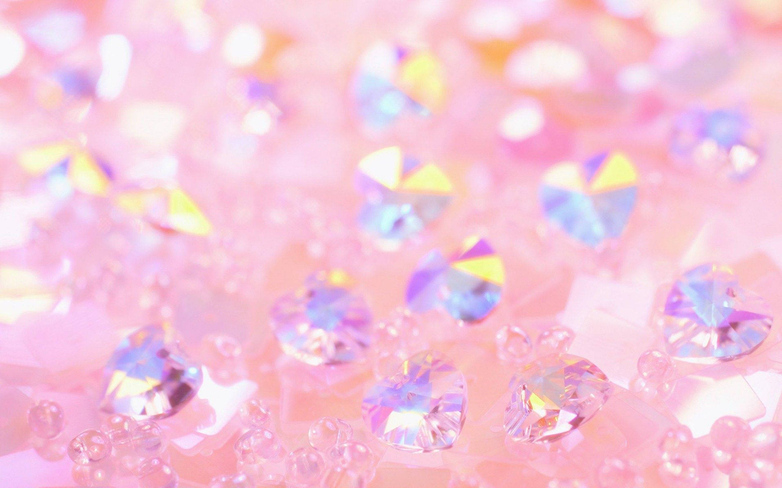 holographic, pink, glittering diamonds, 2K Desktop Wallpaper