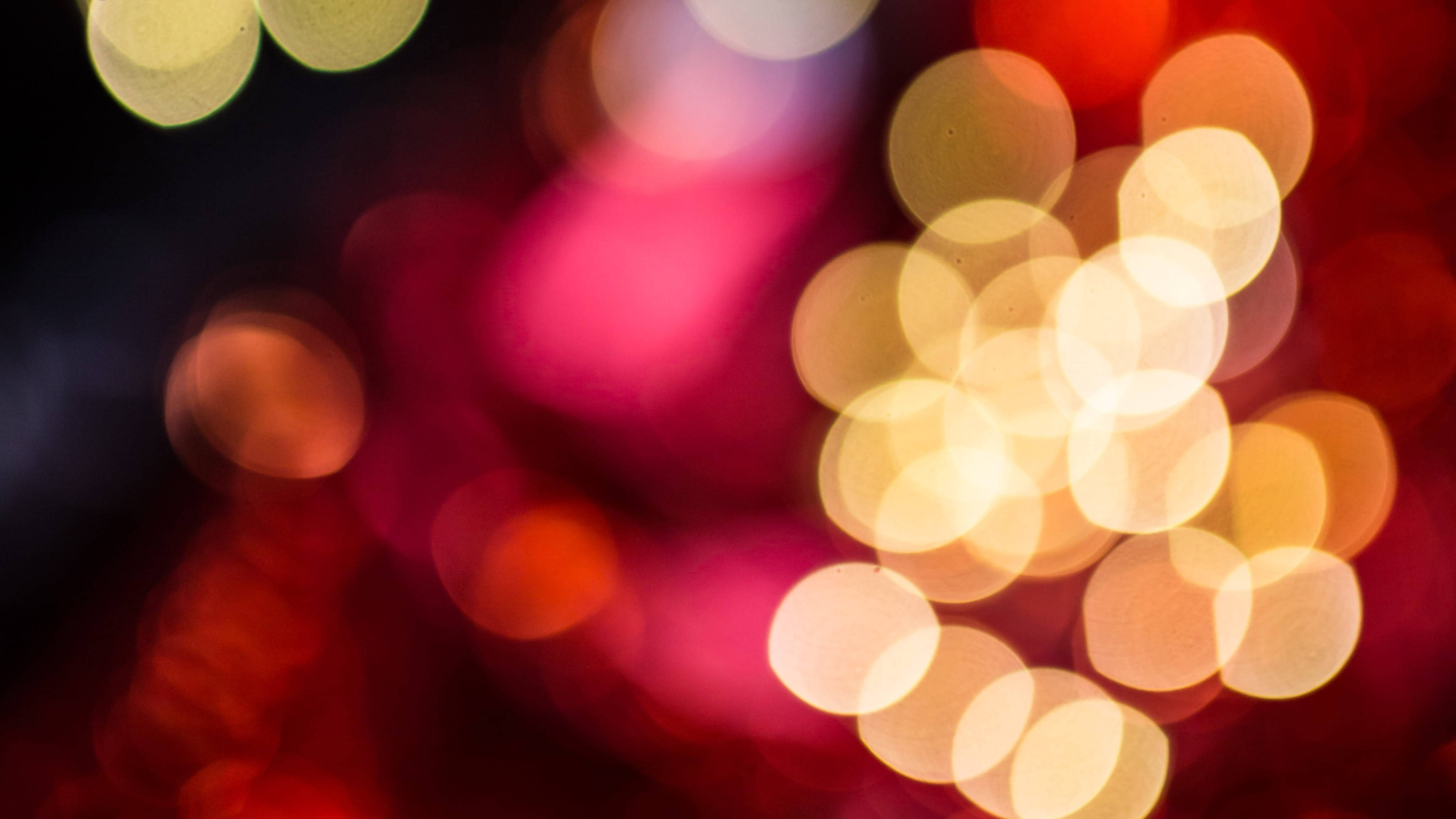 Red Yellow Holographic, Christmas, bokeh, 4K Desktop Wallpaper