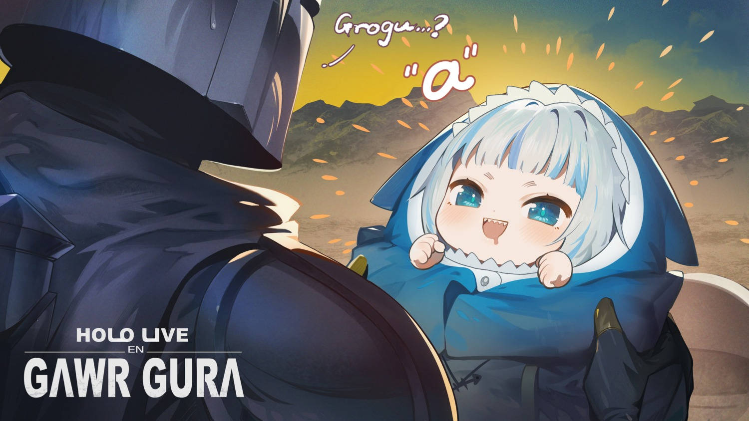 Hololive, chibi anime girl, silver hair, HD Desktop Wallpaper