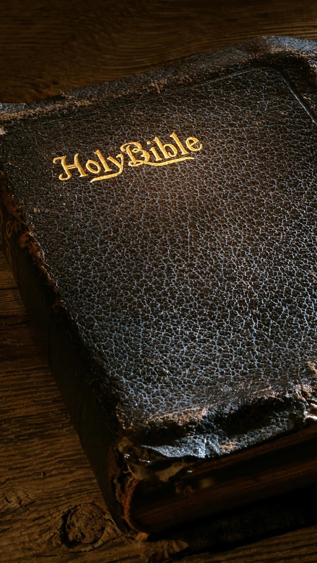black leather, Holy Bible, gold embossed lettering, Full HD Phone Wallpaper
