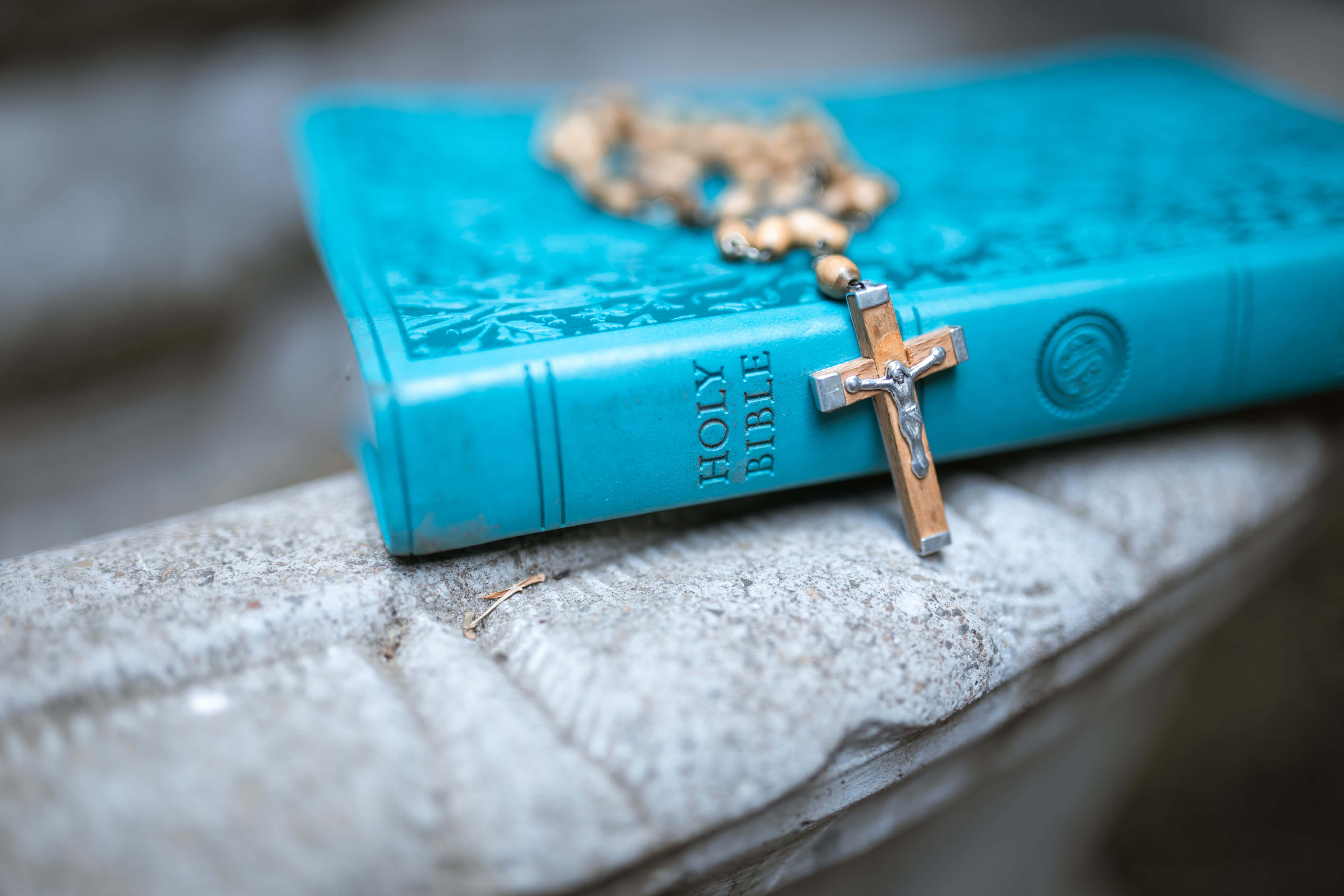 Holy Bible, turquoise, stone, 5K Desktop Wallpaper