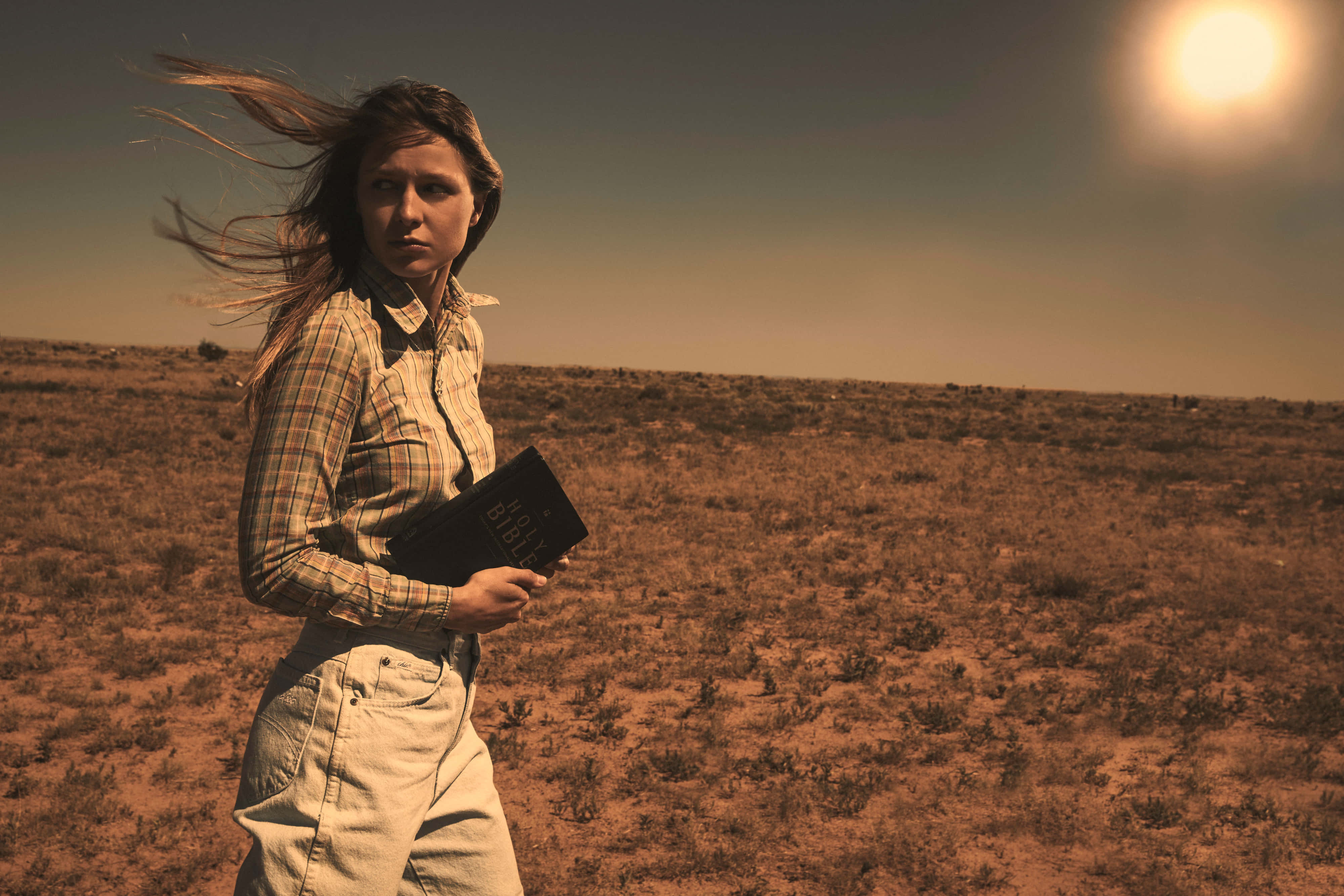 Teenage Girl, Holy Bible, plaid shirt, 4K Desktop Wallpaper