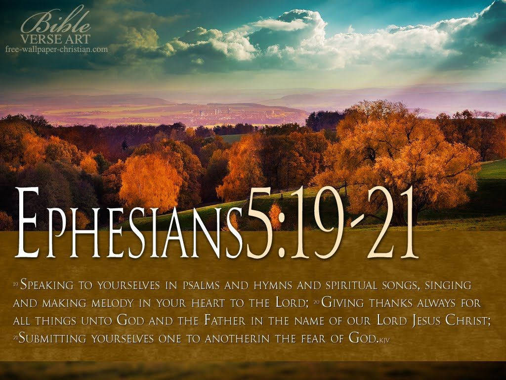 Ephesians 5:19-21, autumn landscape, golden trees, SD Desktop Wallpaper