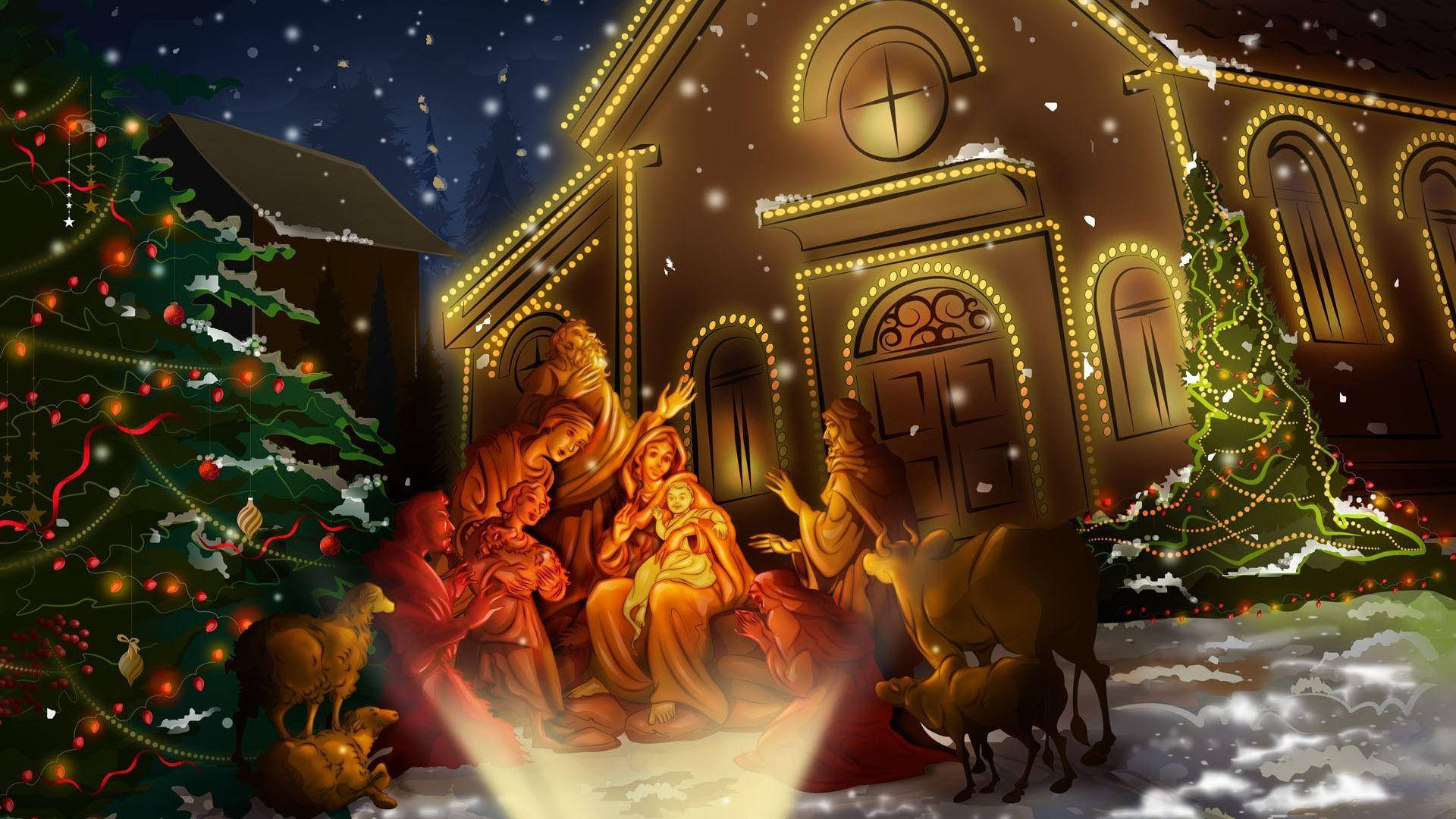 Holy Family, Christmas, nativity scene, Full HD Desktop Wallpaper