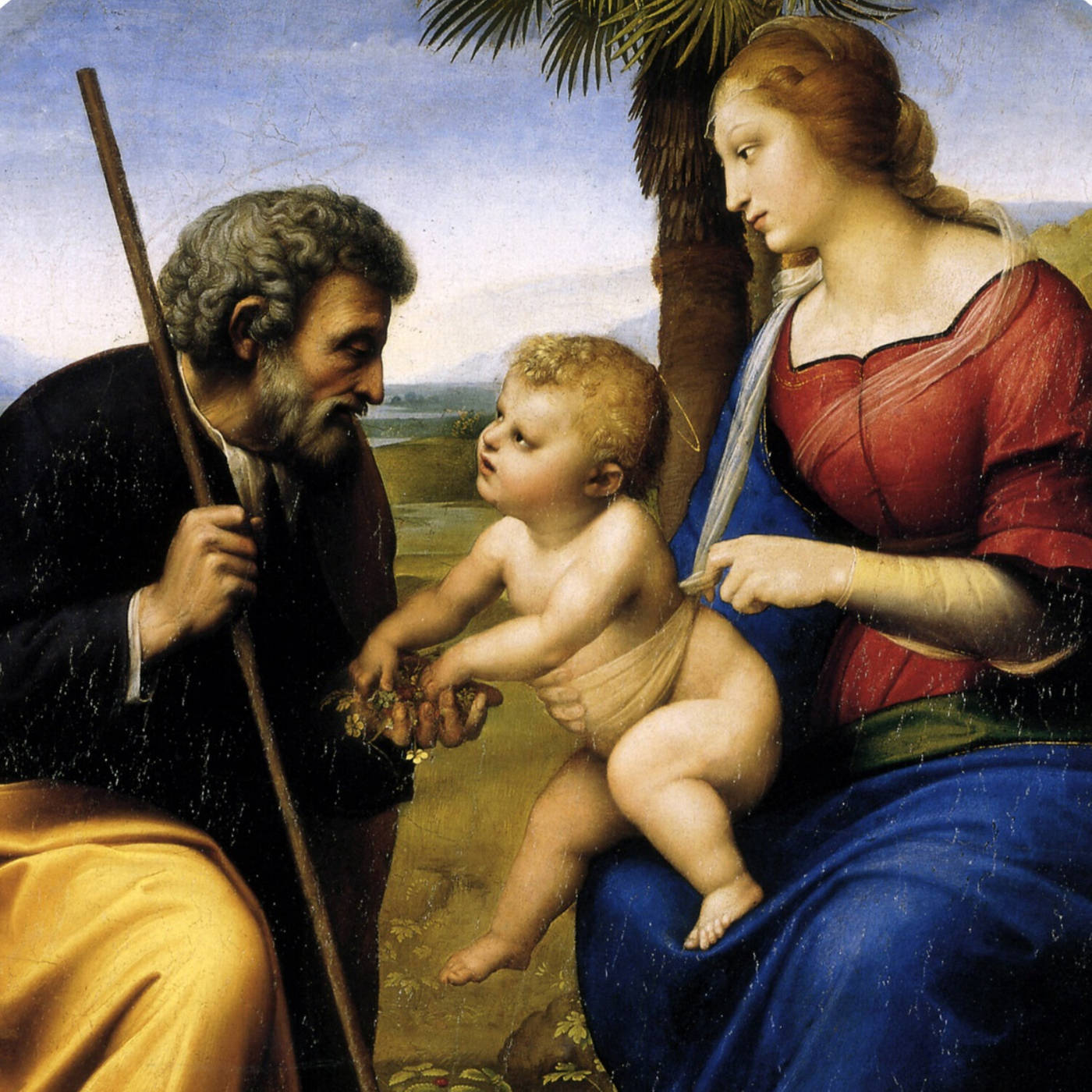 Holy Family, oil painting, woman in blue and red, HD Desktop Wallpaper