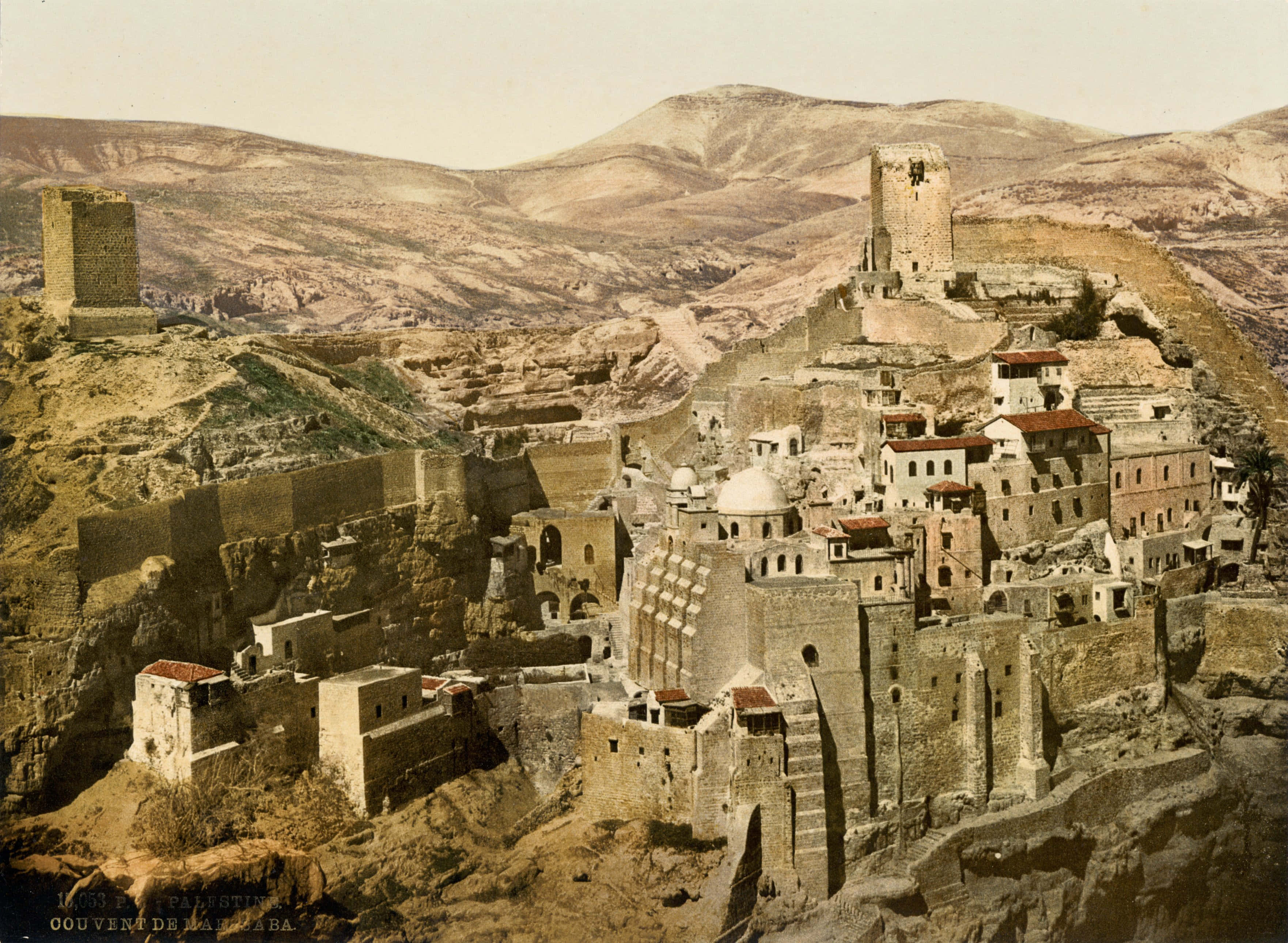 Holy Land, ancient stone fortress, village, 2K Desktop Wallpaper