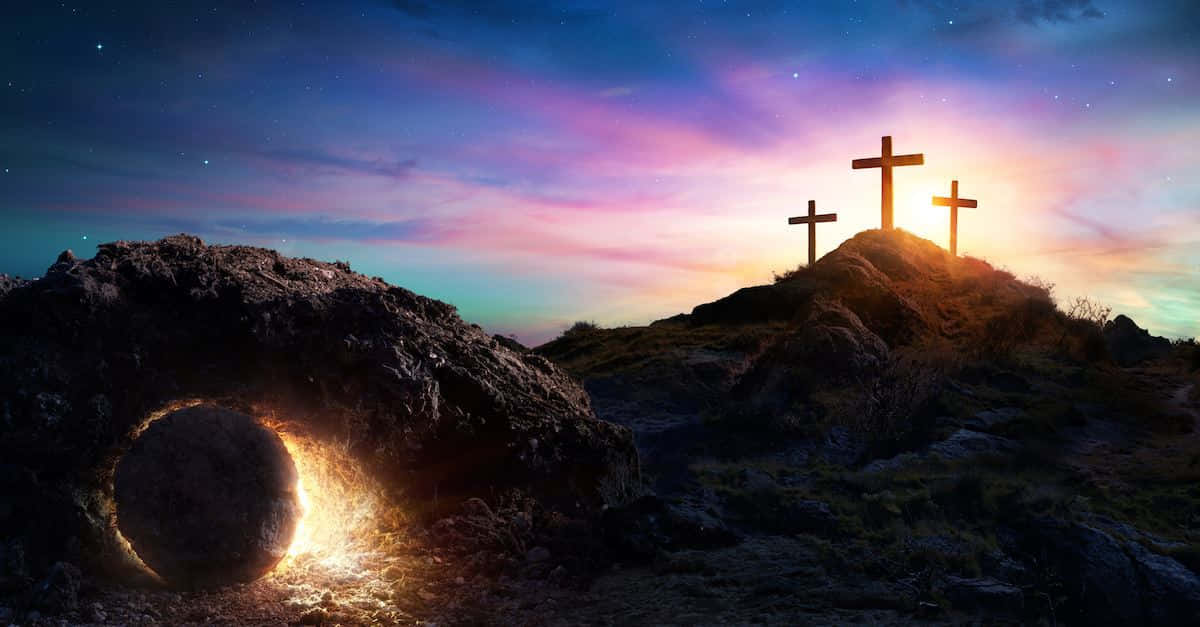 Holy Saturday, sunset, crosses, SD Desktop Wallpaper