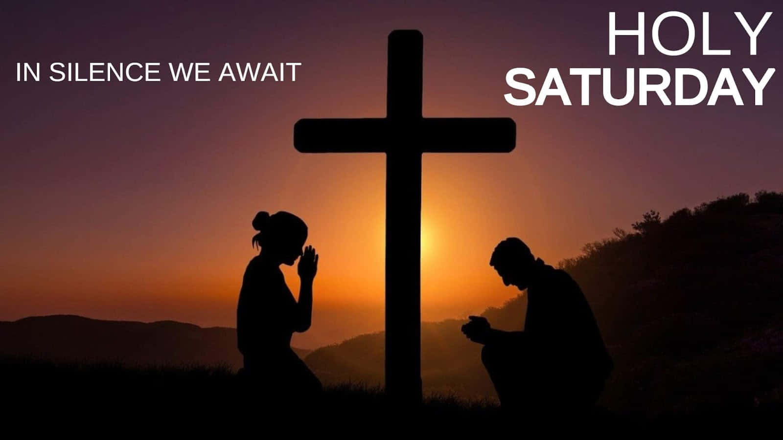 Holy Saturday, silhouetted figures, large cross, HD Desktop Wallpaper