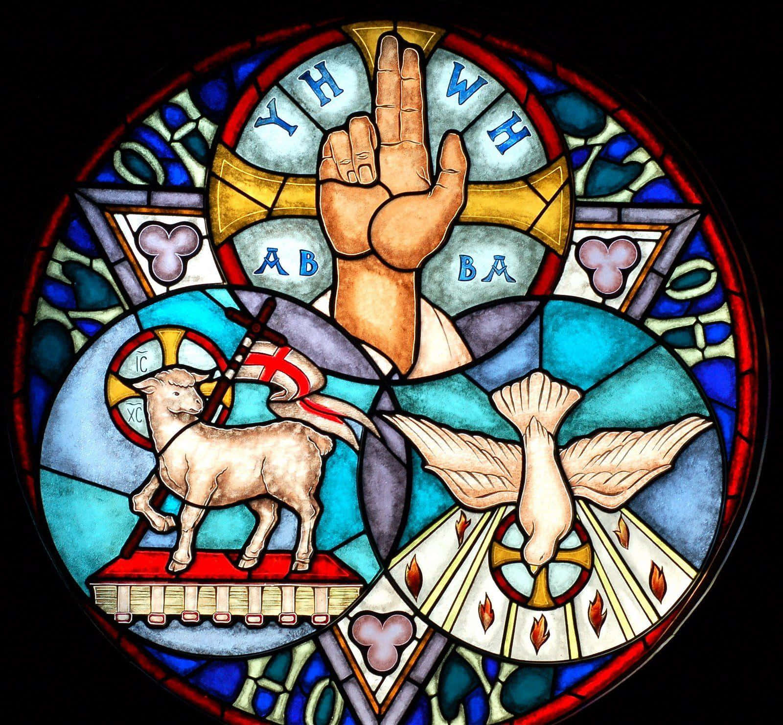 Holy Trinity, stained glass window, divine hand, HD Desktop Wallpaper