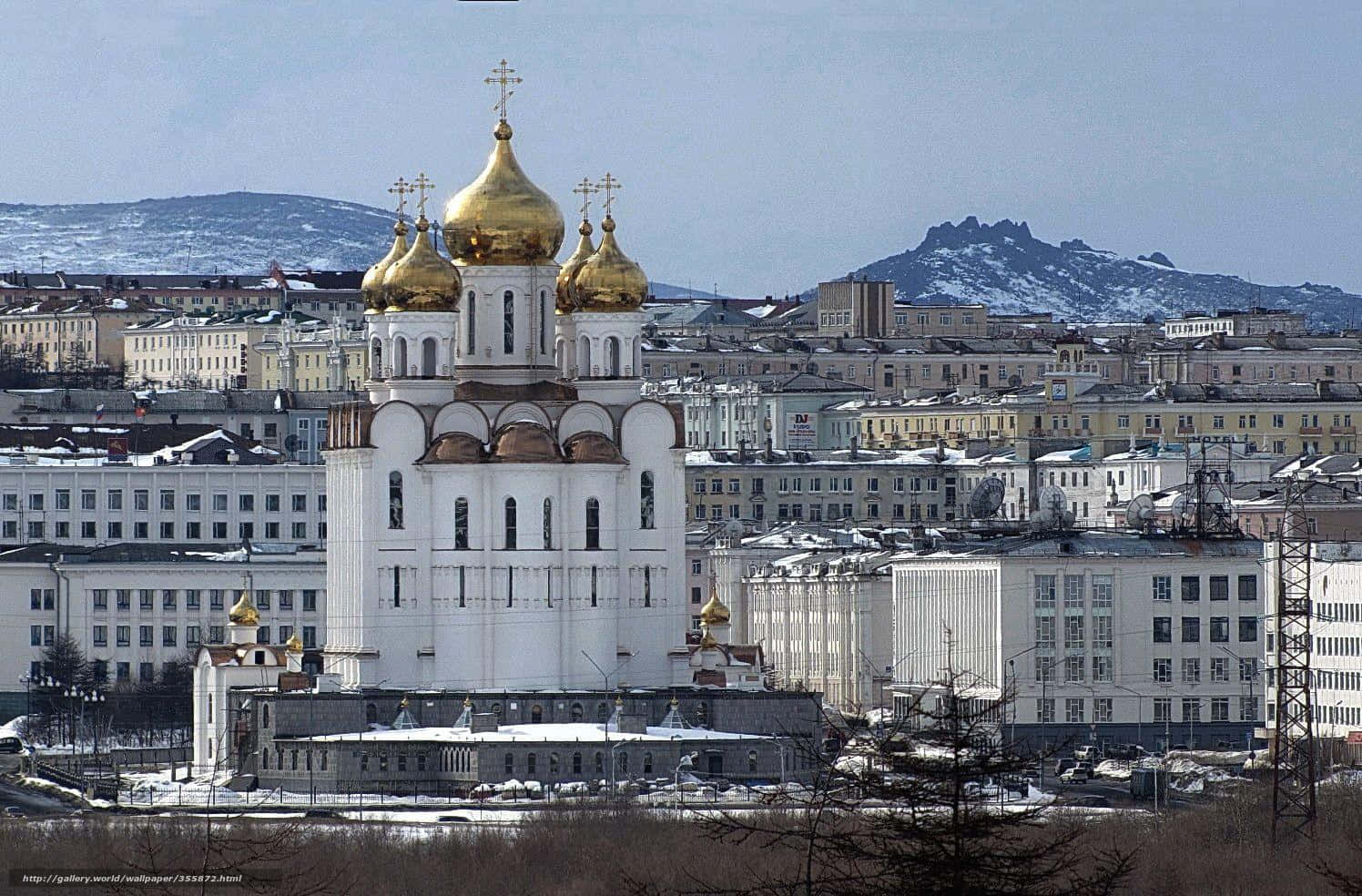 Holy Trinity, white cathedral, golden domes, HD Desktop Wallpaper