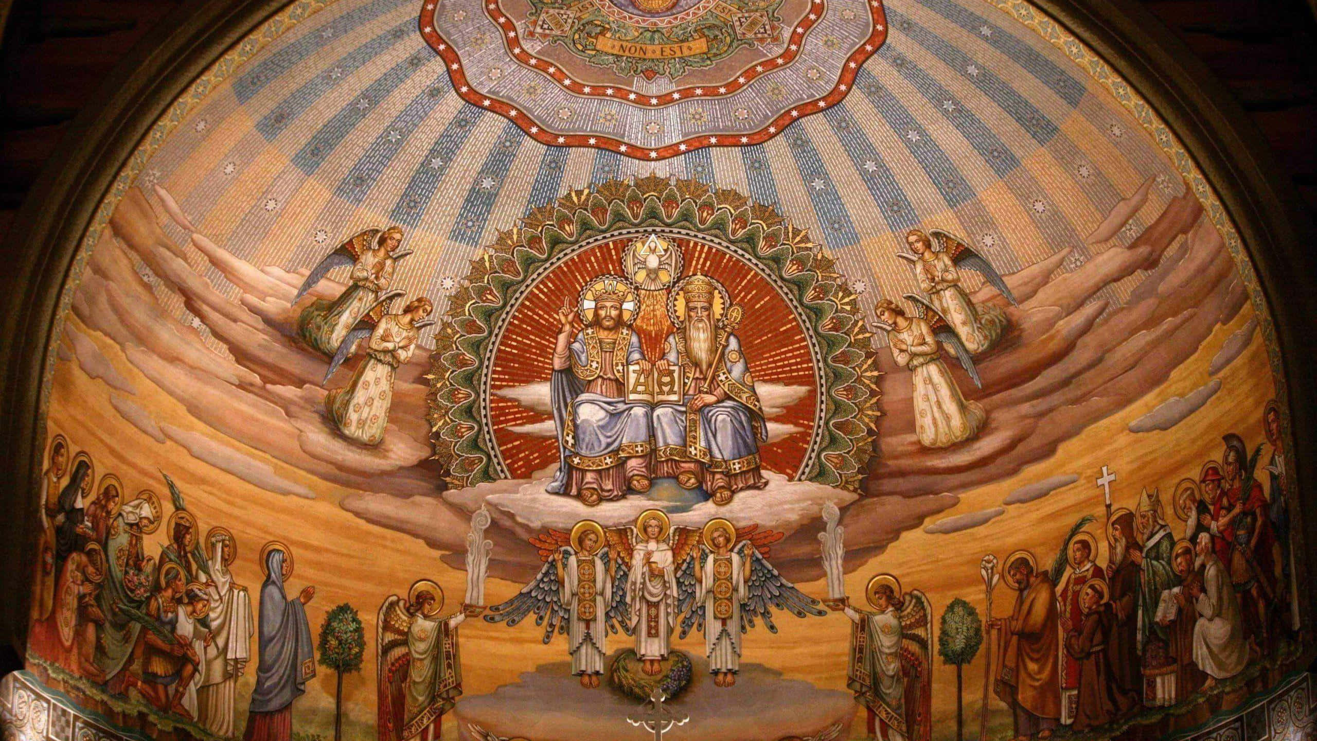 Holy Trinity, cathedral, mosaic, 2K Desktop Wallpaper