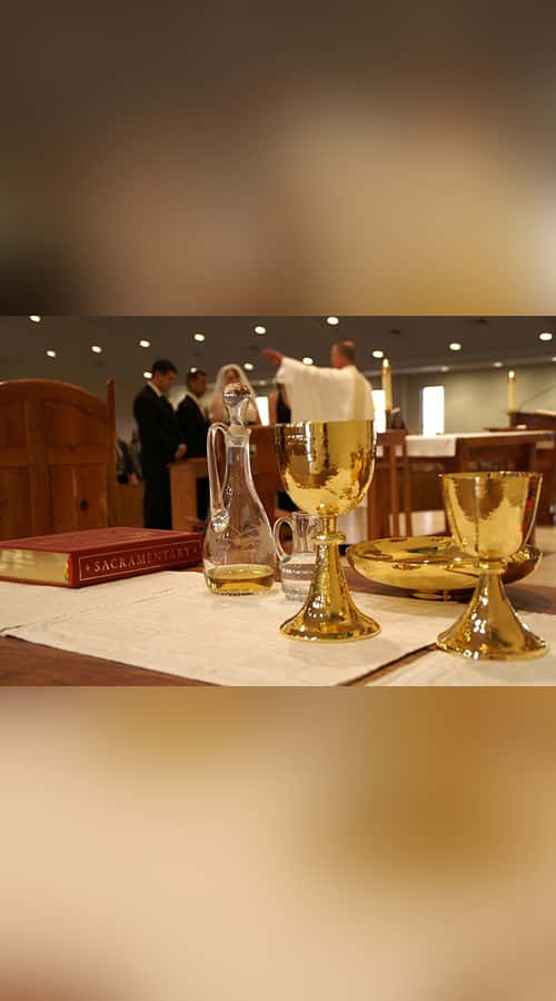 sacrament 500 x 900, sacramentary book, golden chalices, SD Phone Wallpaper