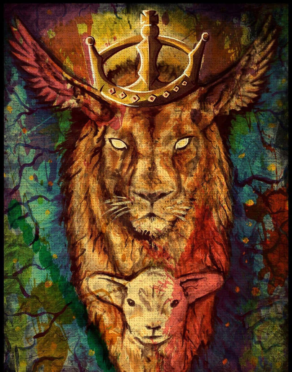 Holy Trinity, lion, golden crown, HD Phone Wallpaper