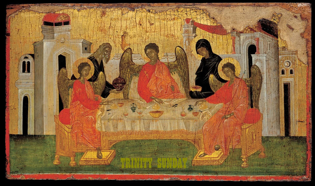 Holy Trinity, religious icon, haloed figures, SD Desktop Wallpaper