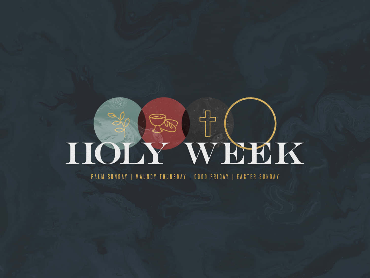 Holy Week, dark marbled background, four circular icons, HD Desktop Wallpaper