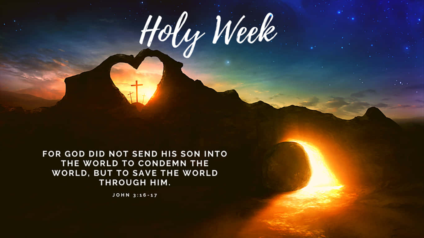 Holy Week, heart-shaped rock formation, glowing cross, HD Desktop Wallpaper